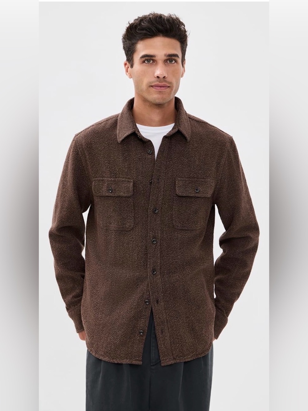 *New* Taylor Stitch The Ledge Shirt in Black Coffee Linen Tweed, Size 40/US Med